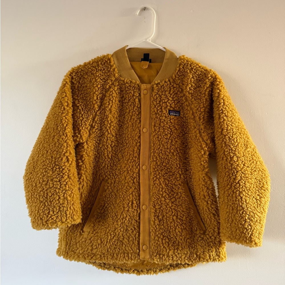 Patagonia Kids' Retro-X® Fleece Bomber Jacket Golden Yellow Mustard Coat Sherpa